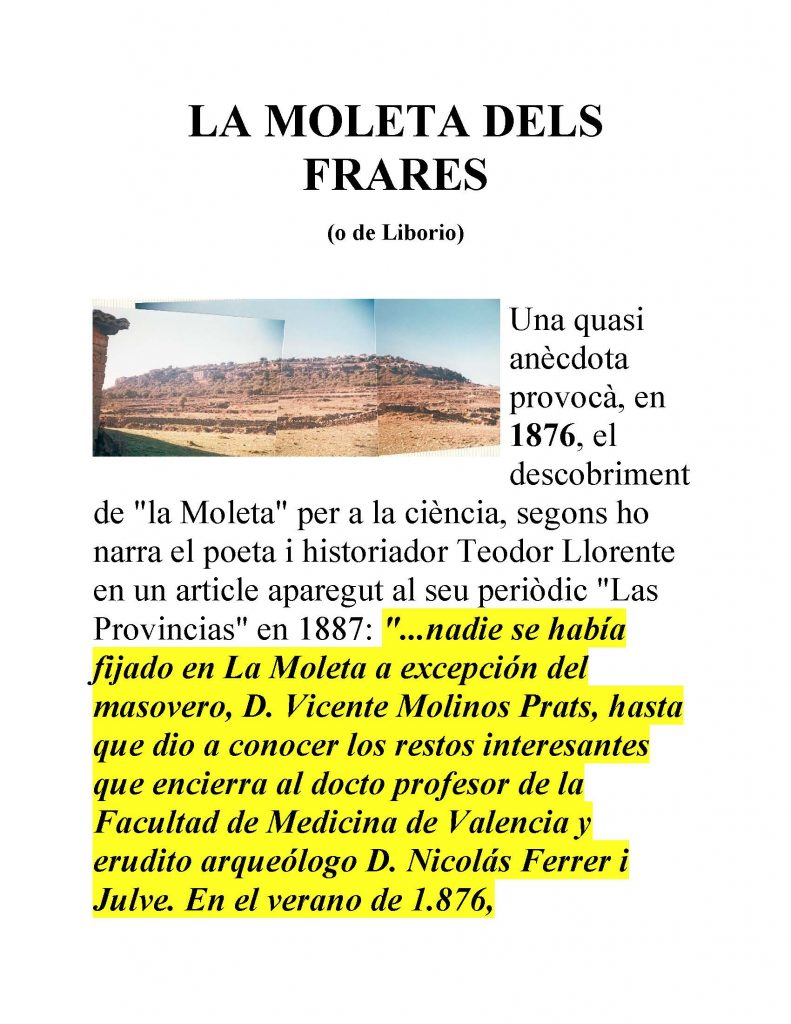 Website story of Roman ruins discovery by Vicente Molinos Prats, page 1 